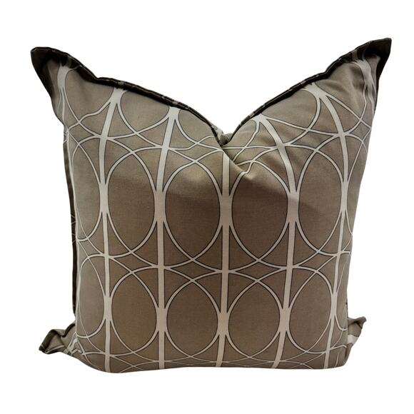 Geo Print Custom Made Outdoor Sunbrella Fabric Neutral Throw Decorative Pillow - Picture 1 of 8